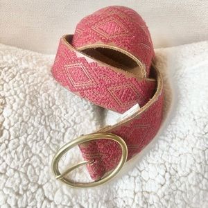 Lucky brand brown leather belt with red threading